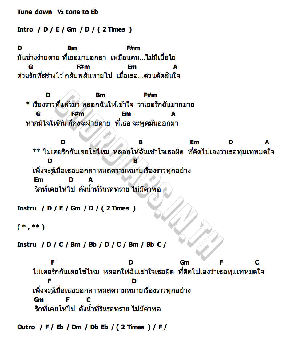 คอร์ด คิดไปเอง Smile Buffalo