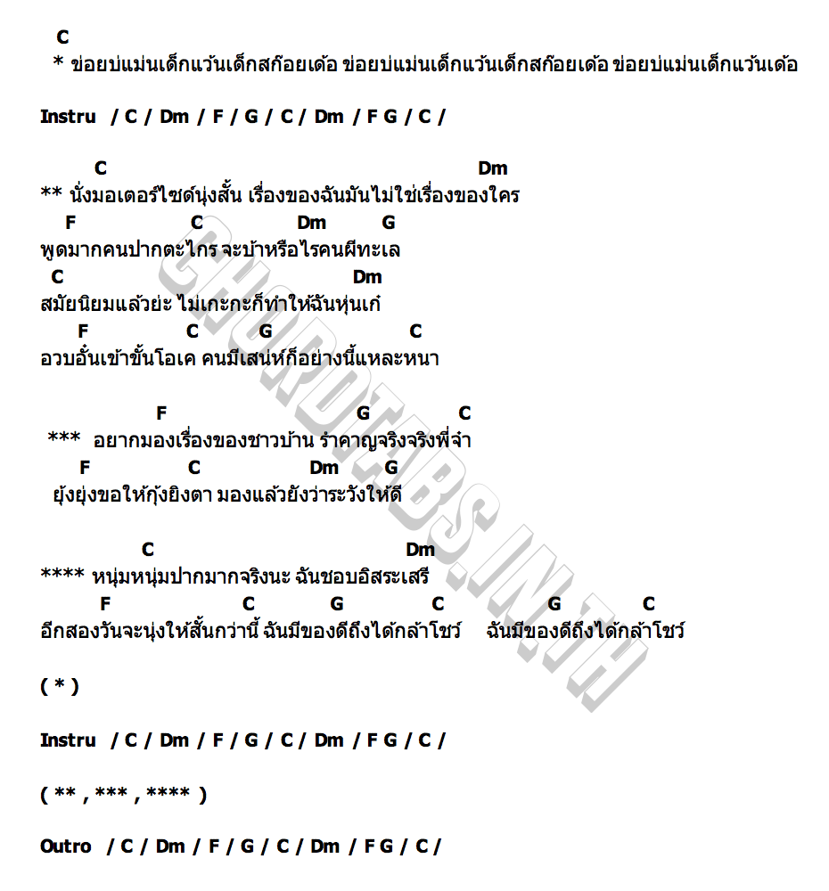 คอร์ด มอเตอร์ไซค์นุ่งสั้น ฮันนี่ นิชาดา