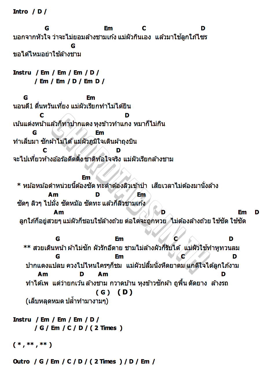 คอร์ด ลิวชามเก้ง น้านิค สุนิสา