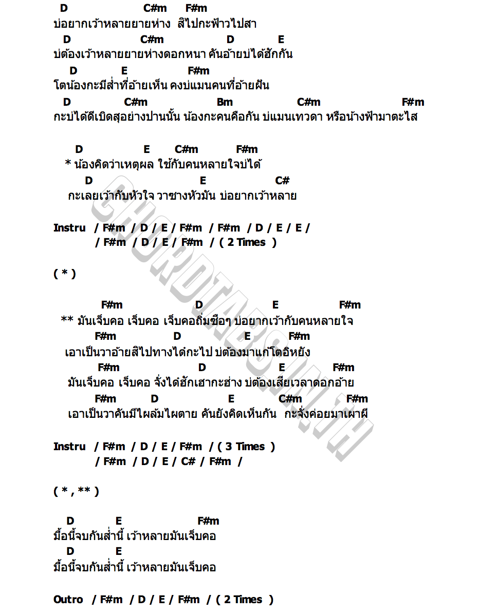 คอร์ด เจ็บคอ ไพบูลย์ แสงเดือน (มาดามบูลย์นี่)