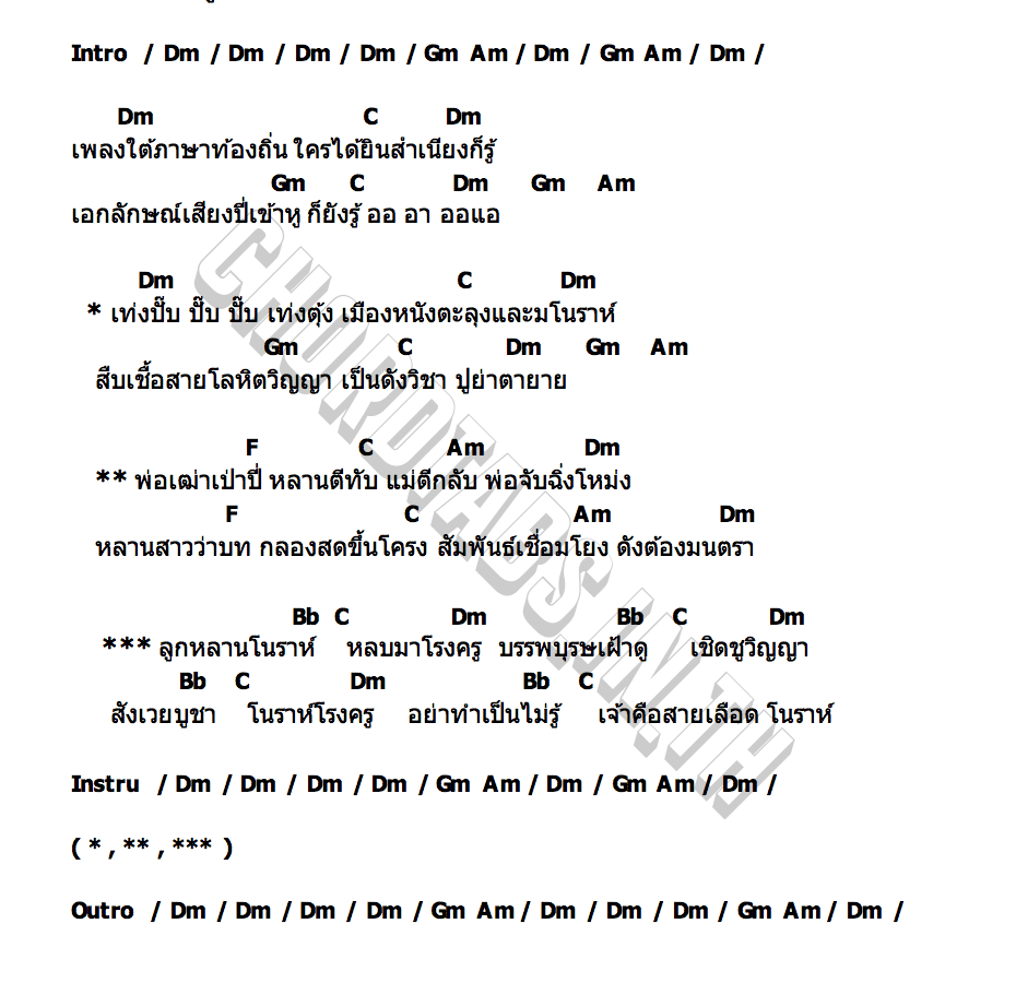 คอร์ด โนราห์โรงครู หนวด จิรภัทร X เอ โพดำ