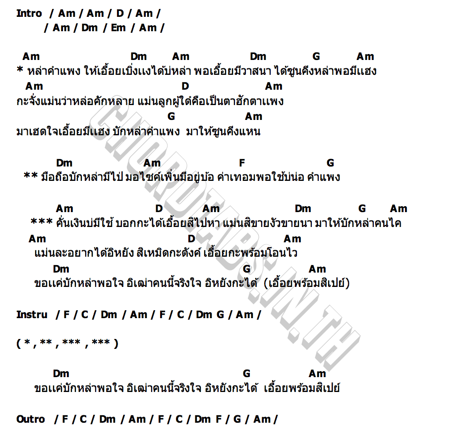 คอร์ด บักหล่าน้อย บิ๋ว กิตติมา