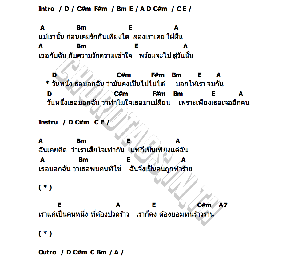 คอร์ด วันที่เธอบอกฉัน อังศนา ช้างเศวต