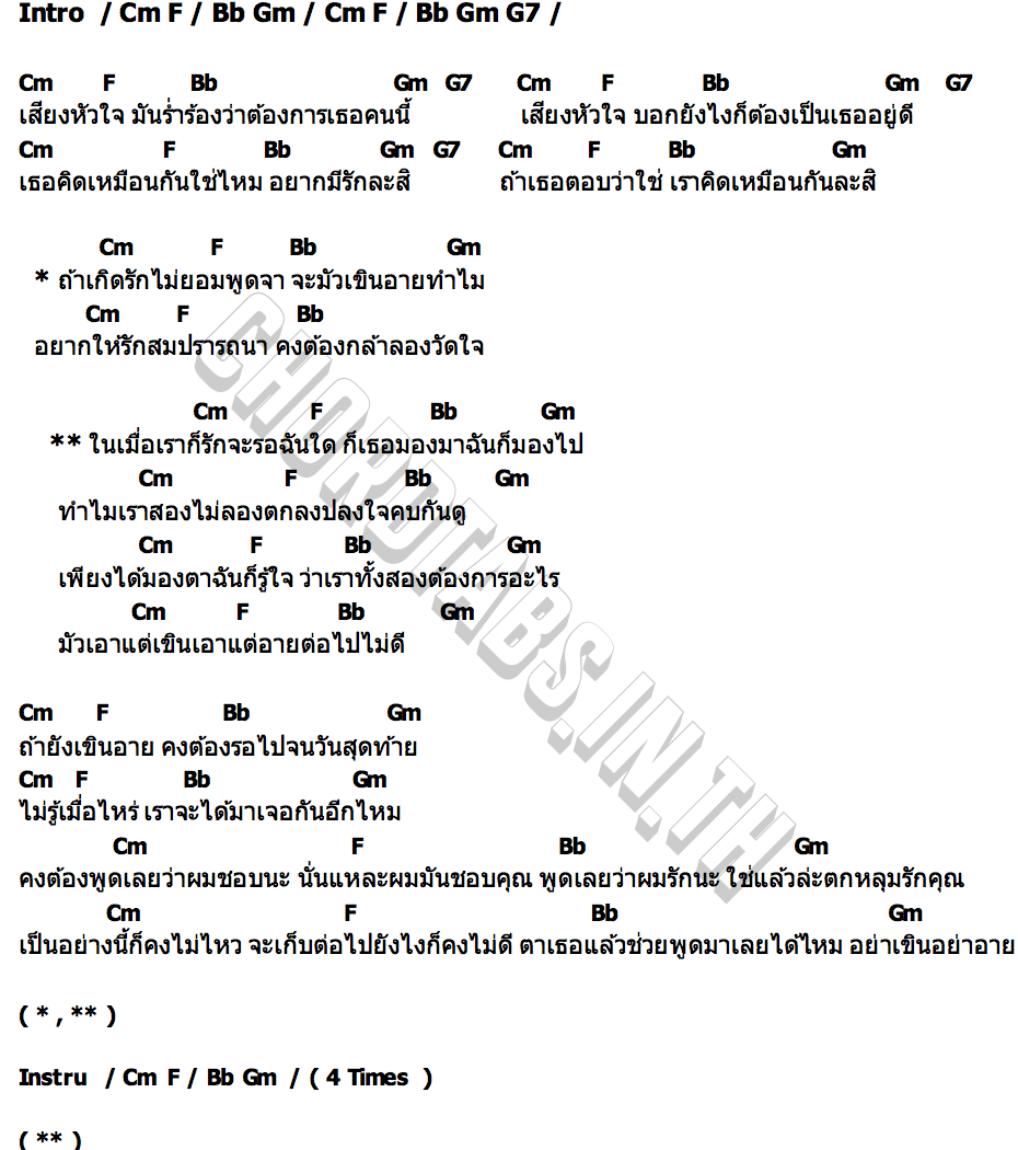 คอร์ด รักไม่ยอมพูดจา ( Acoustic ) pY 1