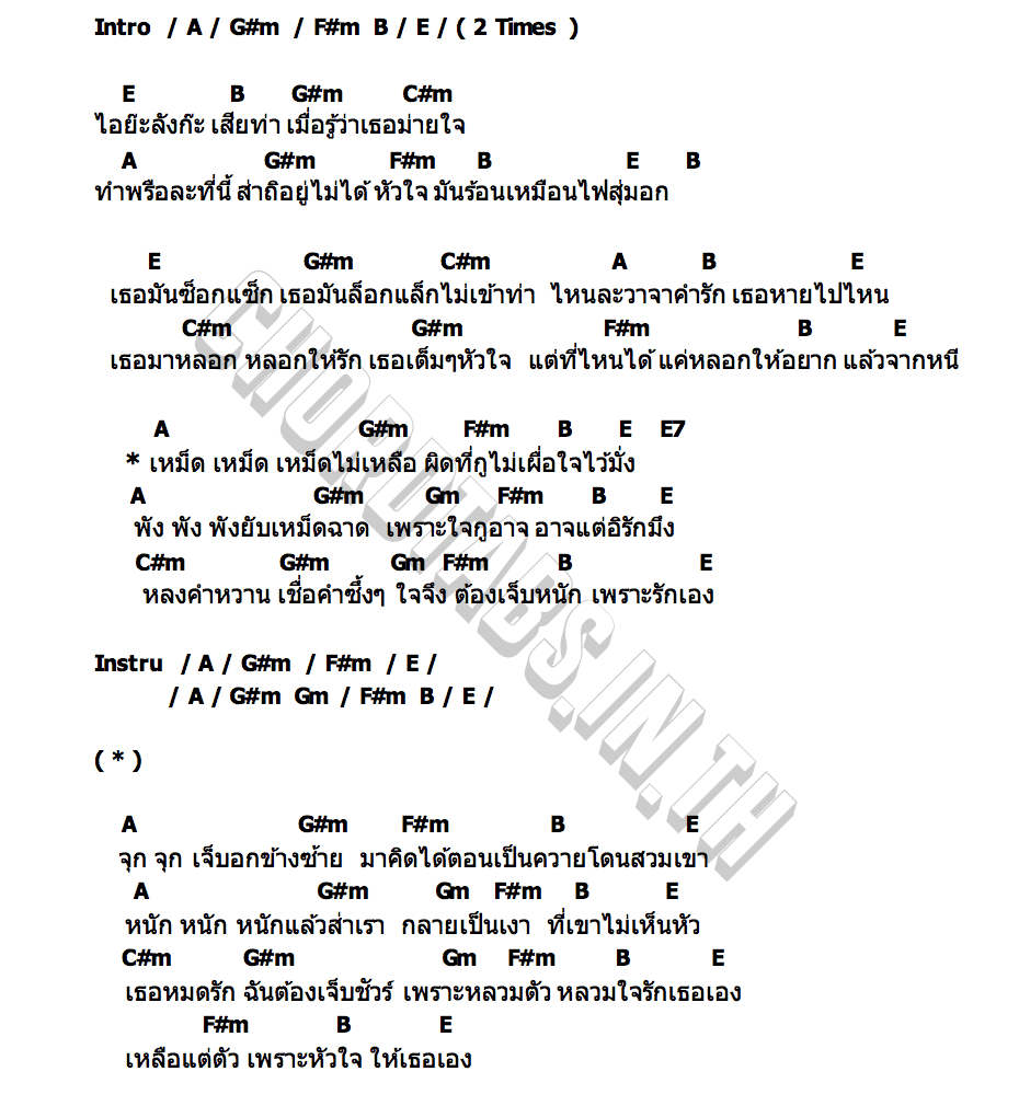 คอร์ด เหม็ดไม่เหลือ เดช อิสระ