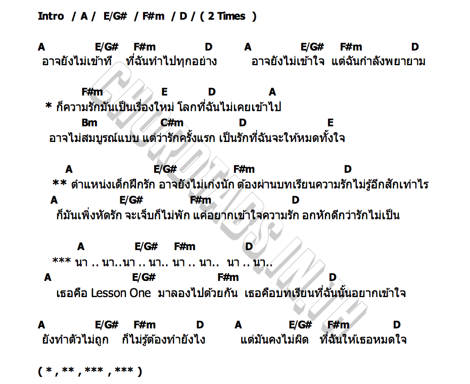 คอร์ด Lesson One Barcode Tinnasit