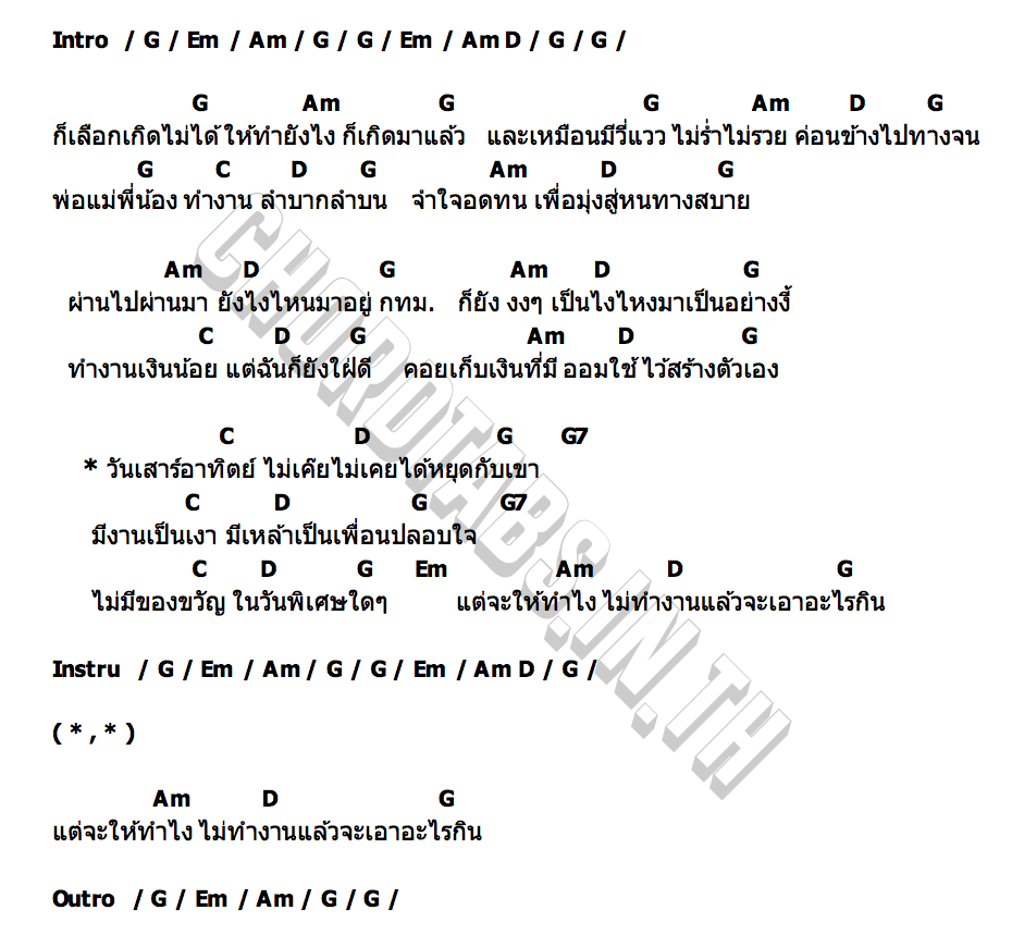 คอร์ด เลือกเกิดไม่ได้ ชีวินคนเดิม