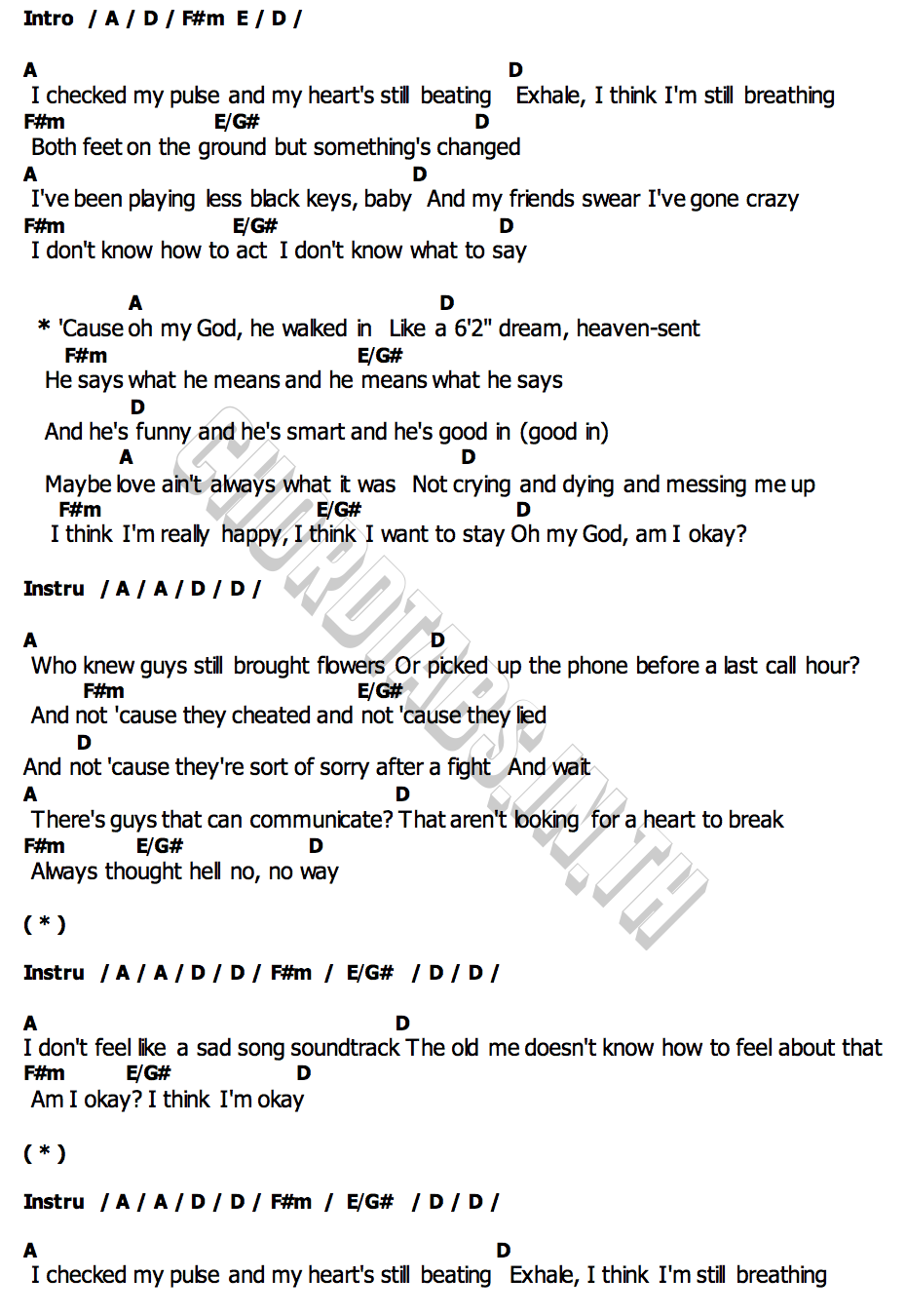 คอร์ด Am I Okay Megan Moroney