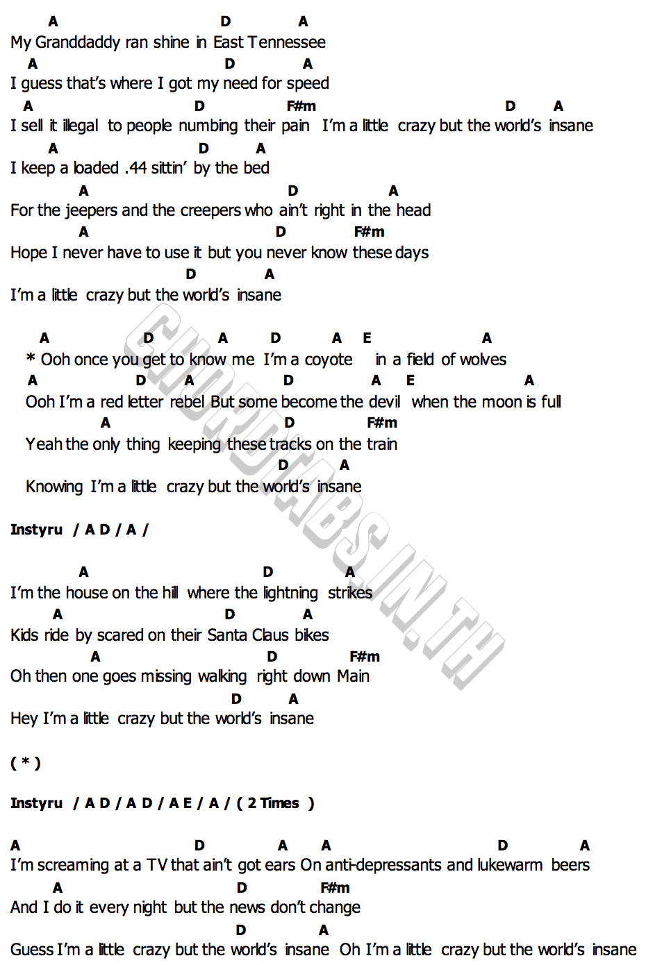 คอร์ด I m A Little Crazy Morgan Wallen
