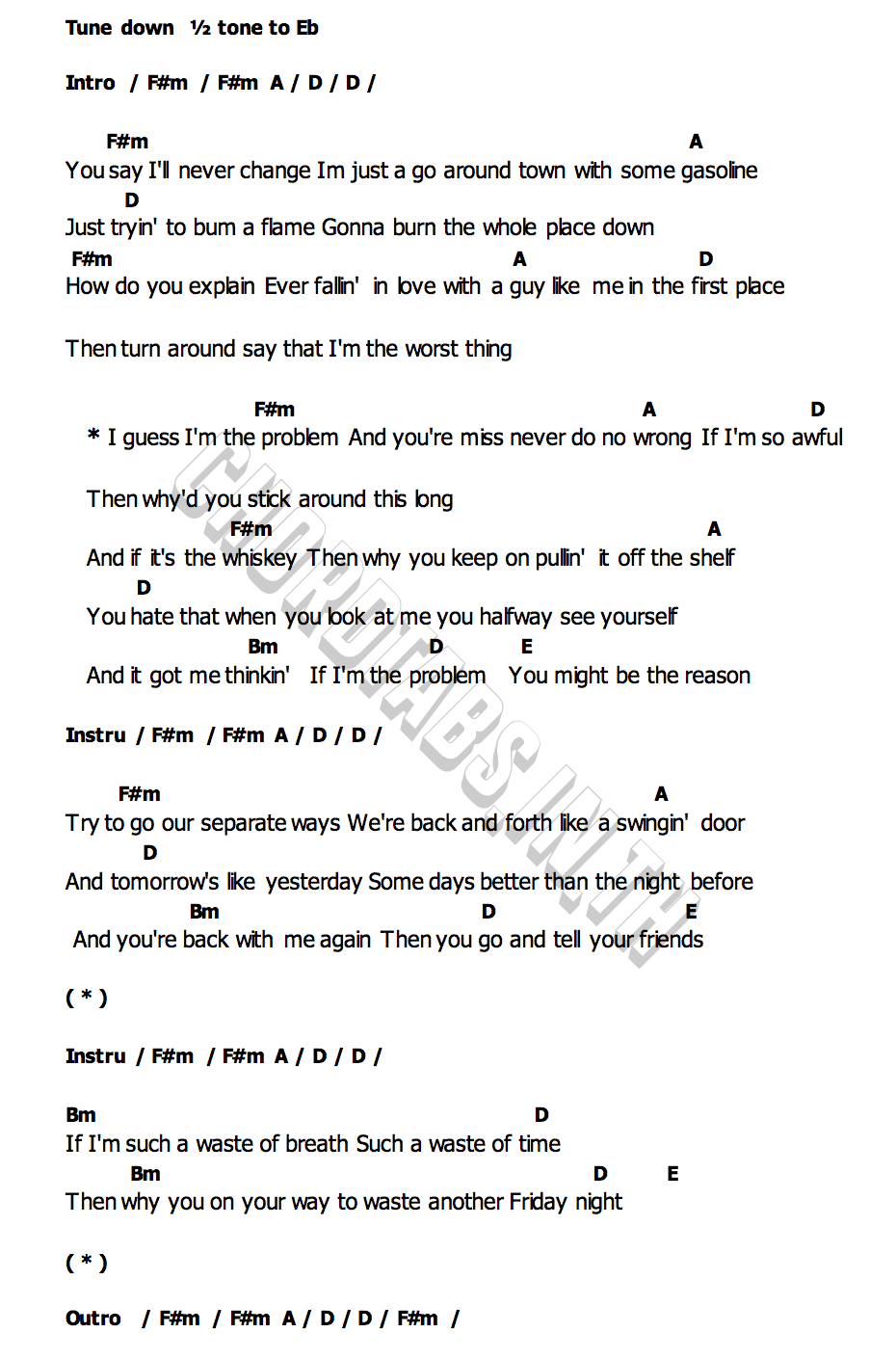 คอร์ด I m The Problem Morgan Wallen