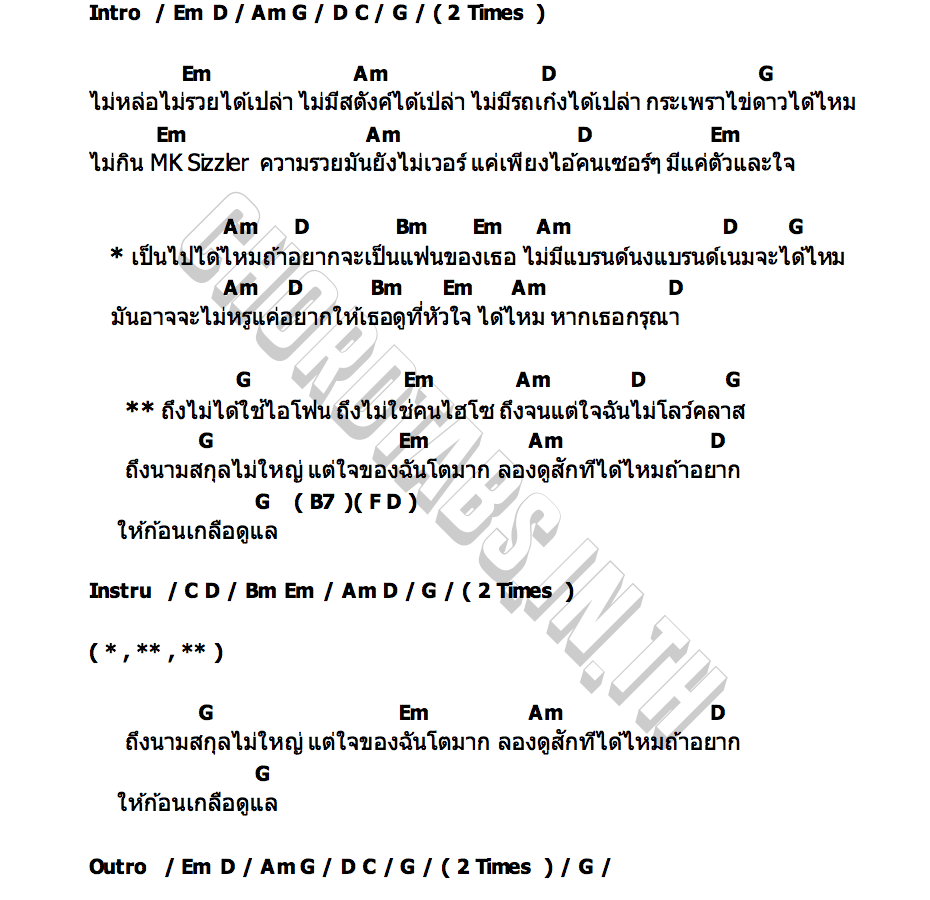 คอร์ด หัวใจไม่โลว์คลาส เฉาก๊วย จีสอง
