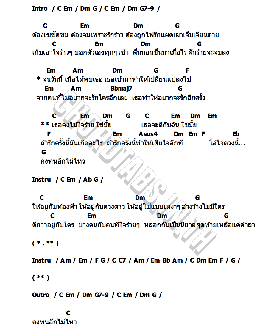 คอร์ด คงทนไม่ไหว พั้นช์ วรกาญจน์