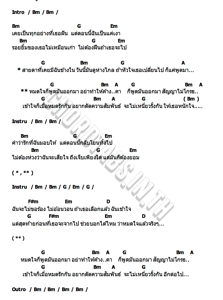 คอร์ด หมดใจก็พูดมา MVW