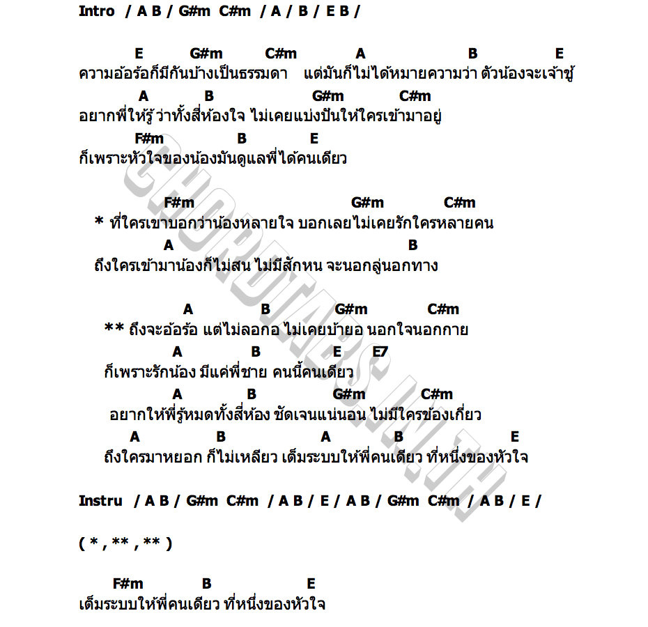 คอร์ด อ้อร้อแต่ไม่ลอกอ น้องไปร์ท ปิงปองมิวสิค