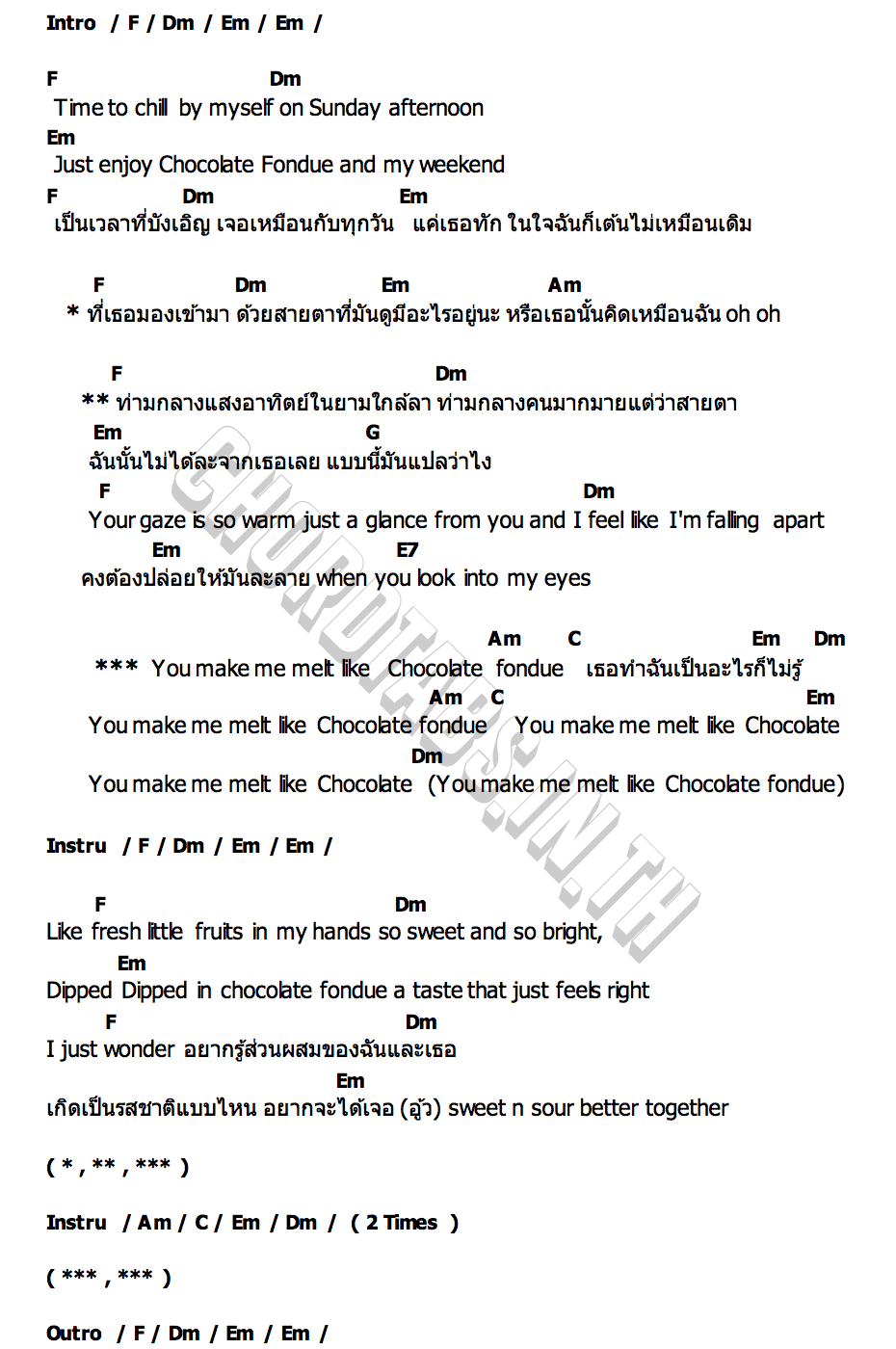 คอร์ด CHOCOLATE FONDUE Angel Angie
