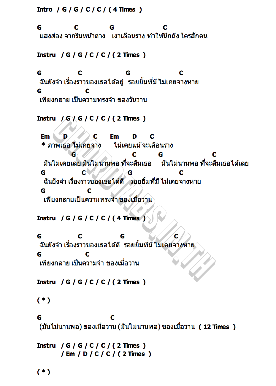 คอร์ด ไม่นานพอที่จะลืมเธอได้เลย ทิฆัมพร x จิตปรุงแต่ง