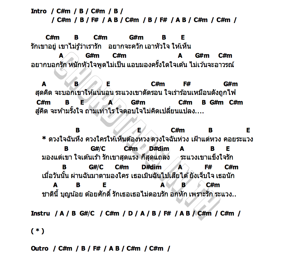 คอร์ด ระแวงรัก น้ำเพชร เอนกลาภ