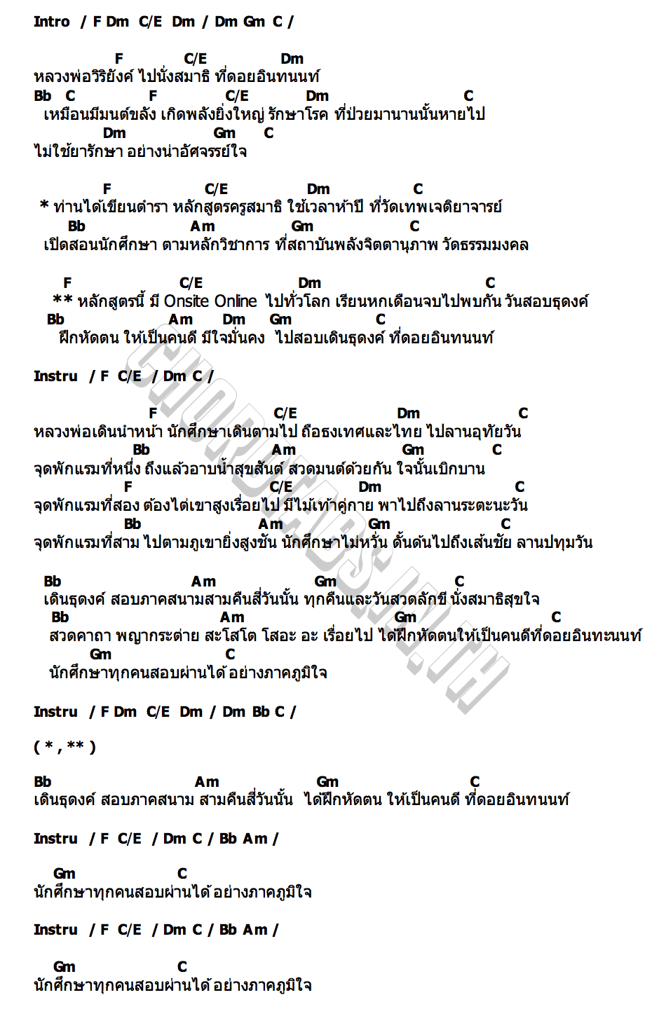 คอร์ด ธุดงค์ดอยอินทนนท์ ช.นิรนาม