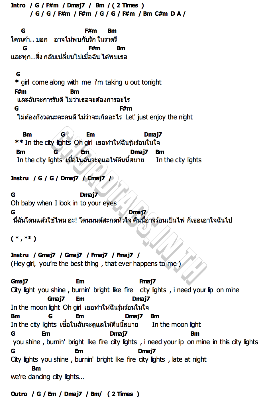คอร์ด City Lights THIS CITY