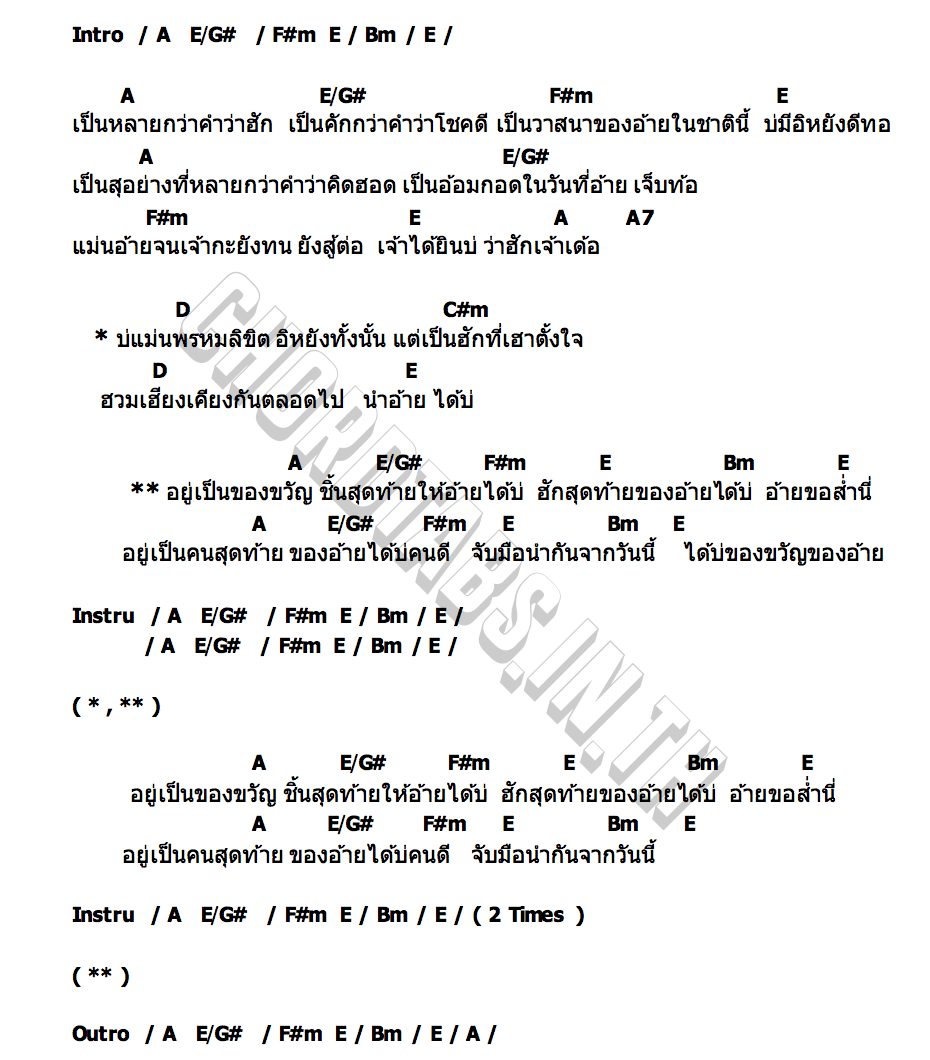 คอร์ด ของขวัญของอ้าย นุ๊ก ธนดล