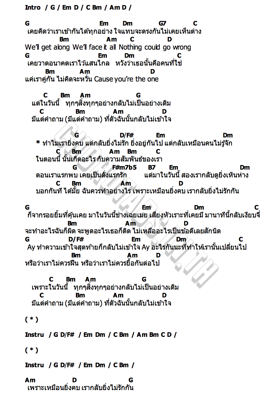 คอร์ด ยิ่งคบยิ่งไม่รัก (Why) DICE