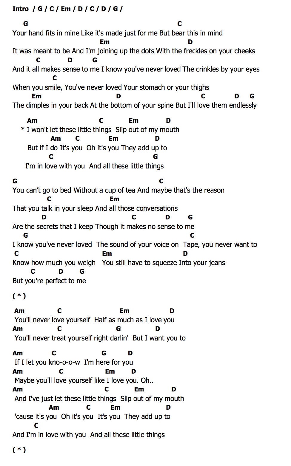 คอร์ด Little Things One Direction