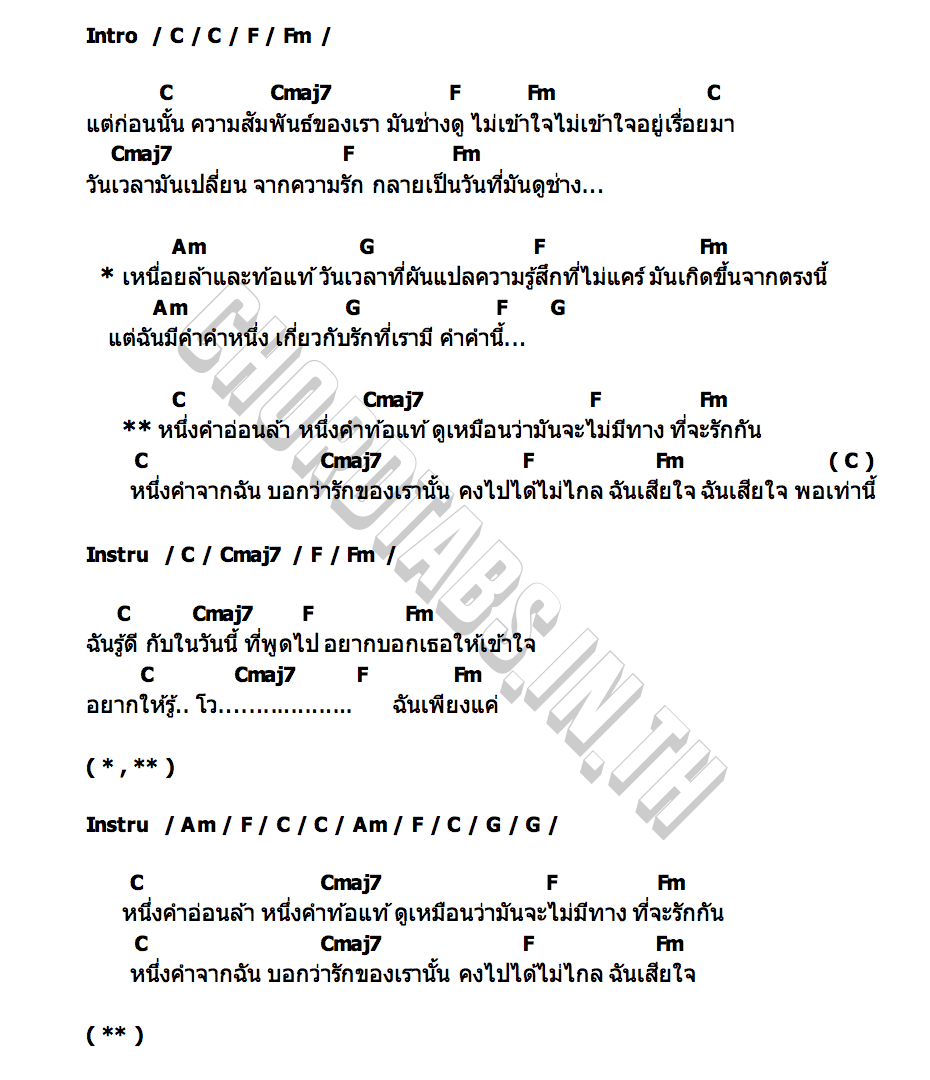 คอร์ด เหนื่อย วงขอนแก่น