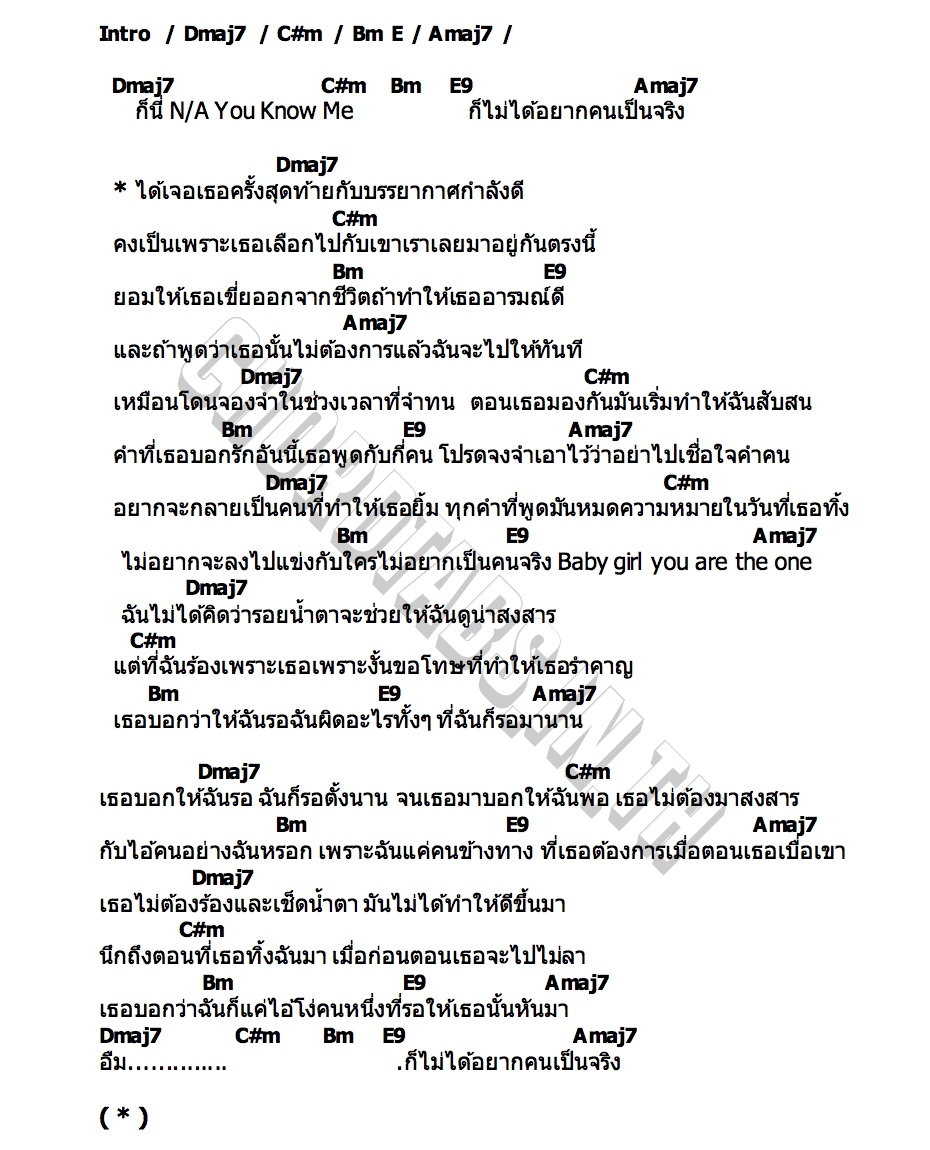 คอร์ด ไม่อยากเป็นคนจริง N A