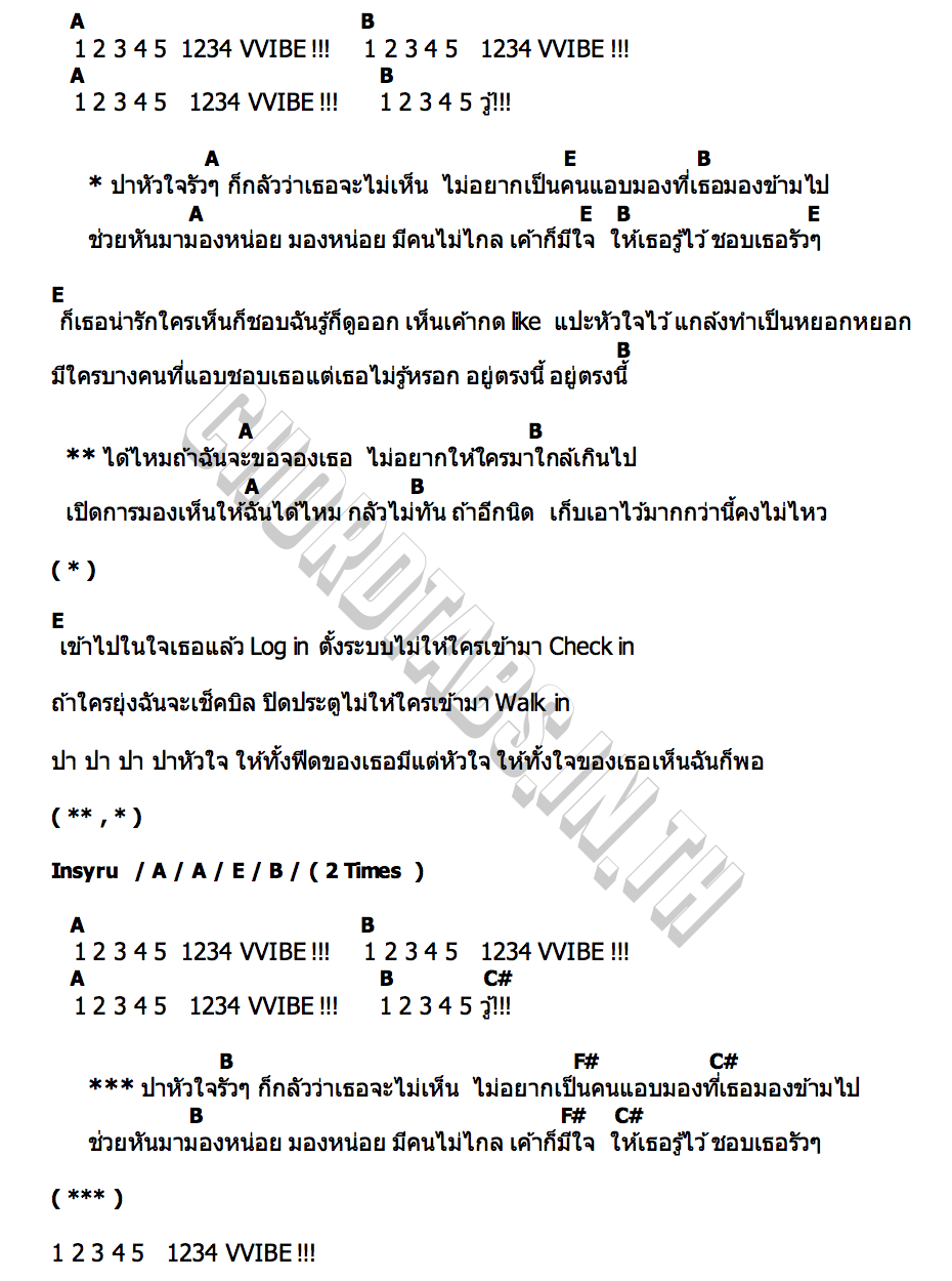 คอร์ด ปาหัวใจรัวๆ VVIBE