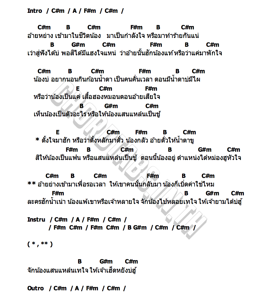 คอร์ด ตั้งใจมาฮักหรือตั้งหลักมาตั๋ว คะแนน นัจนันท์