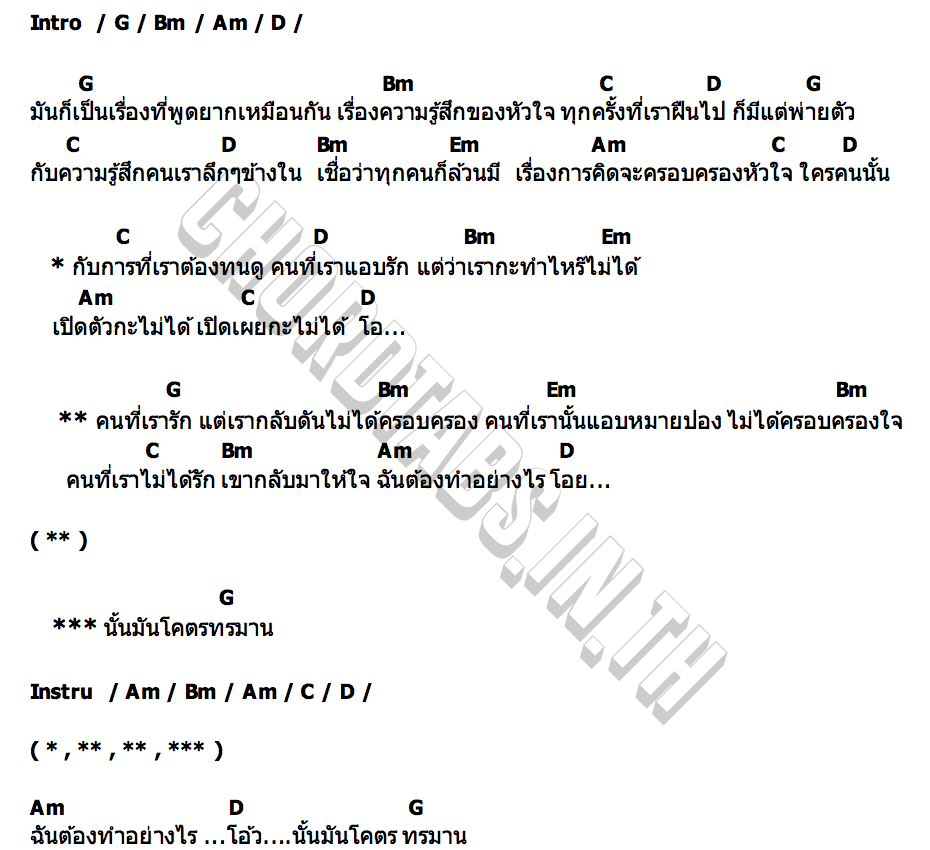 คอร์ด รู้แค่ฉัน เก่งชัย สุวรรณพงษ์