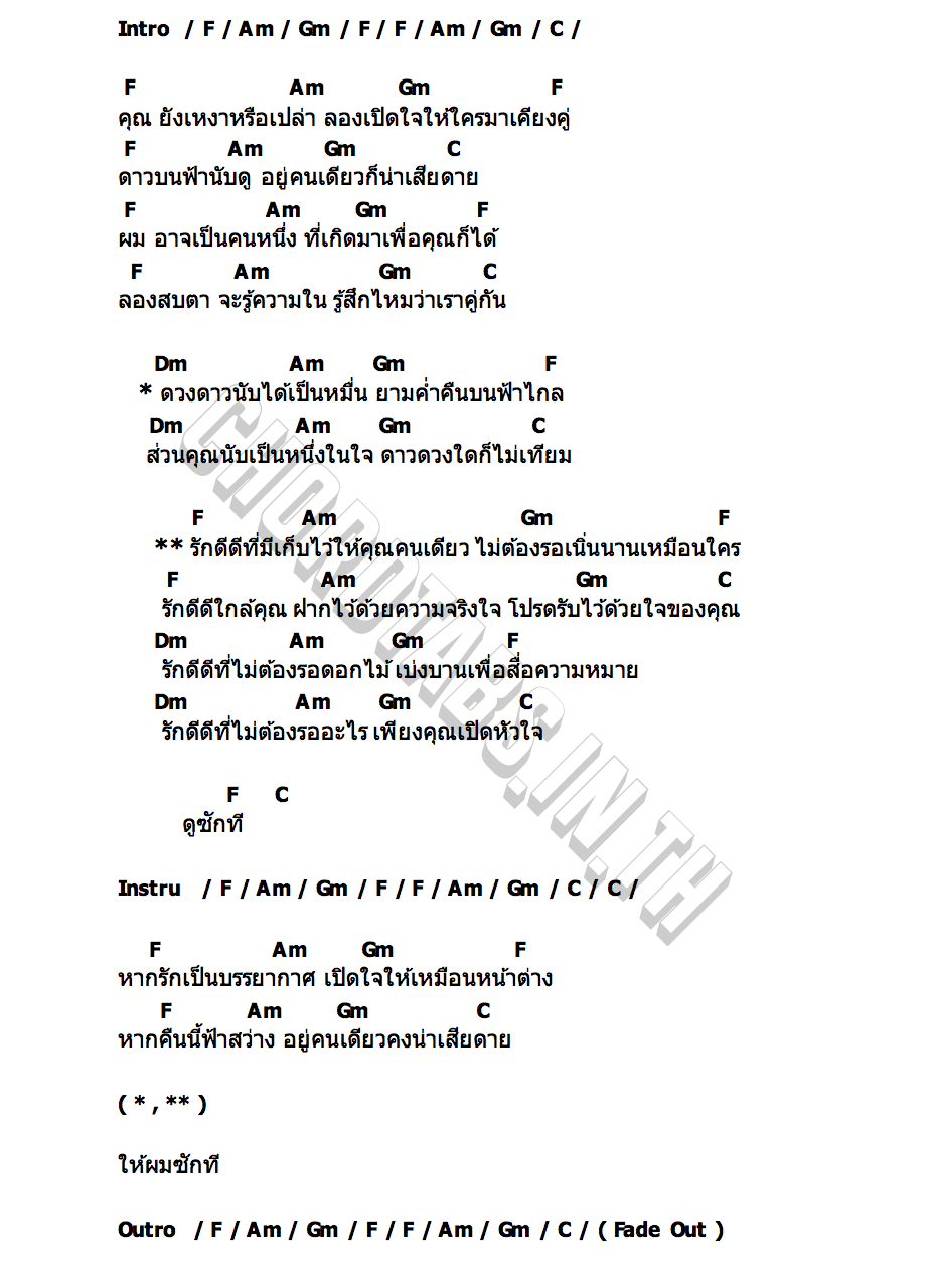 คอร์ด รักดีดีใกล้คุณ Something Sweet