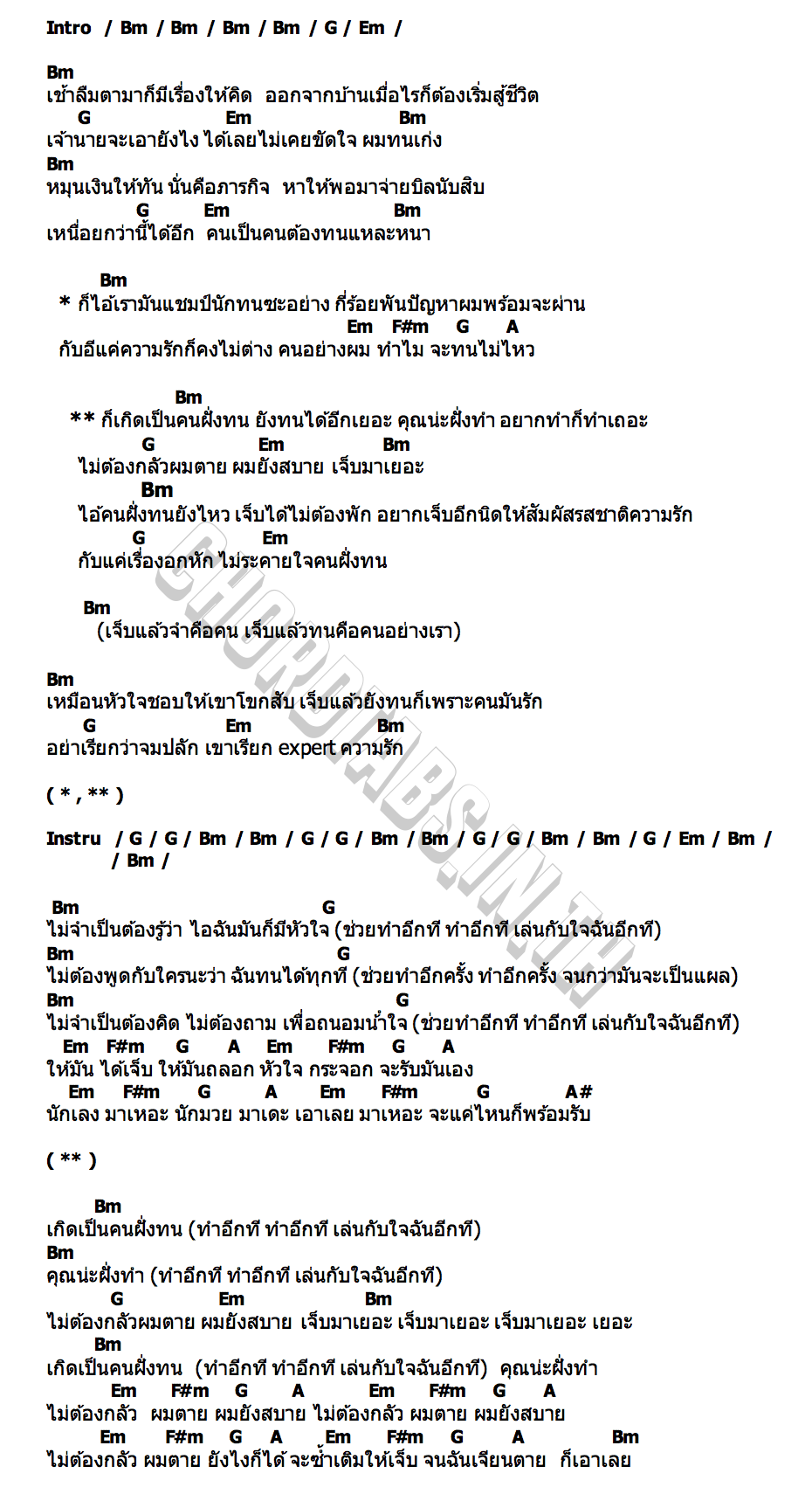 คอร์ด คนฝั่งทน (Unbreakable) NONT TANONT