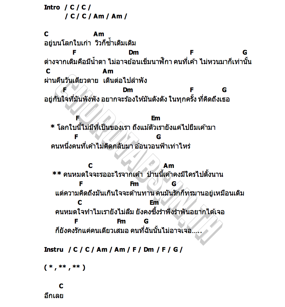 คอร์ด คนหมดใจ FAHRENHEIT