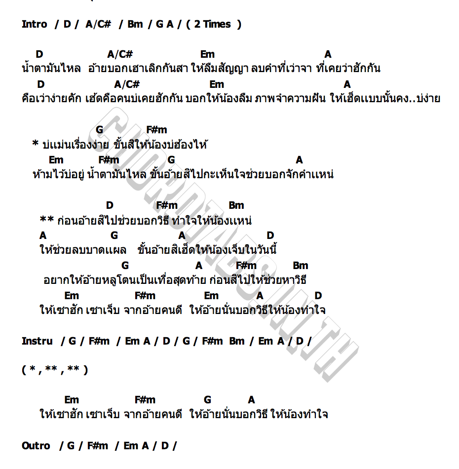 คอร์ด วิธีทำใจ นะนุ่น รัสรินทร์