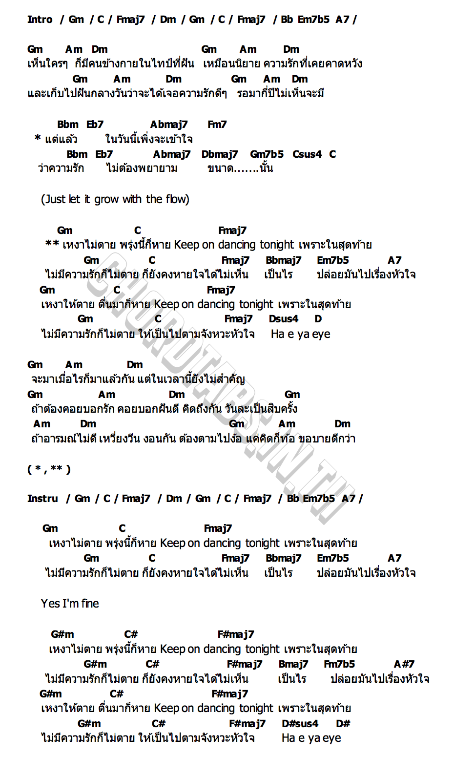 คอร์ด Yes  I m fine (เหงาไม่ตาย) MillieSnow
