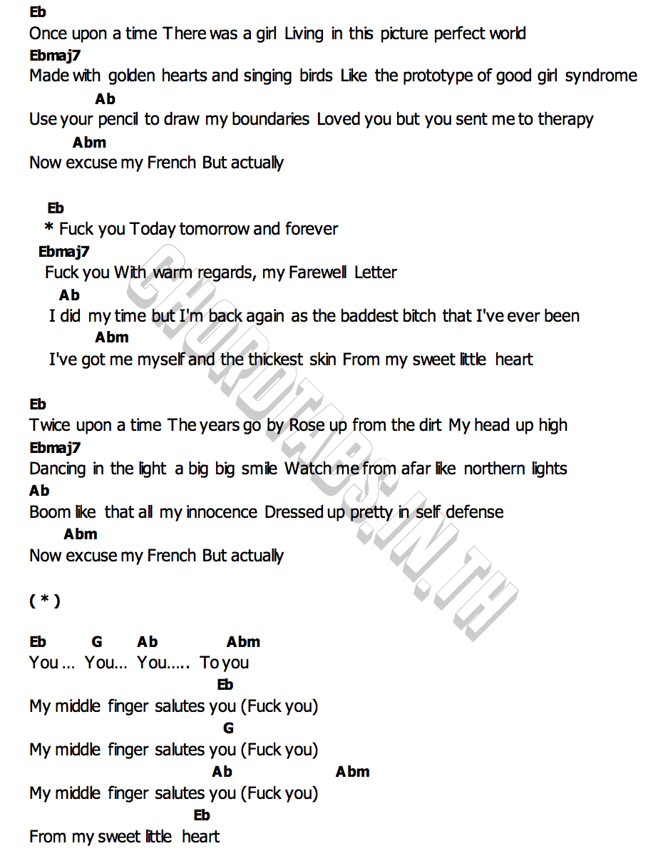 คอร์ด Farewell Letter Valentina Ploy