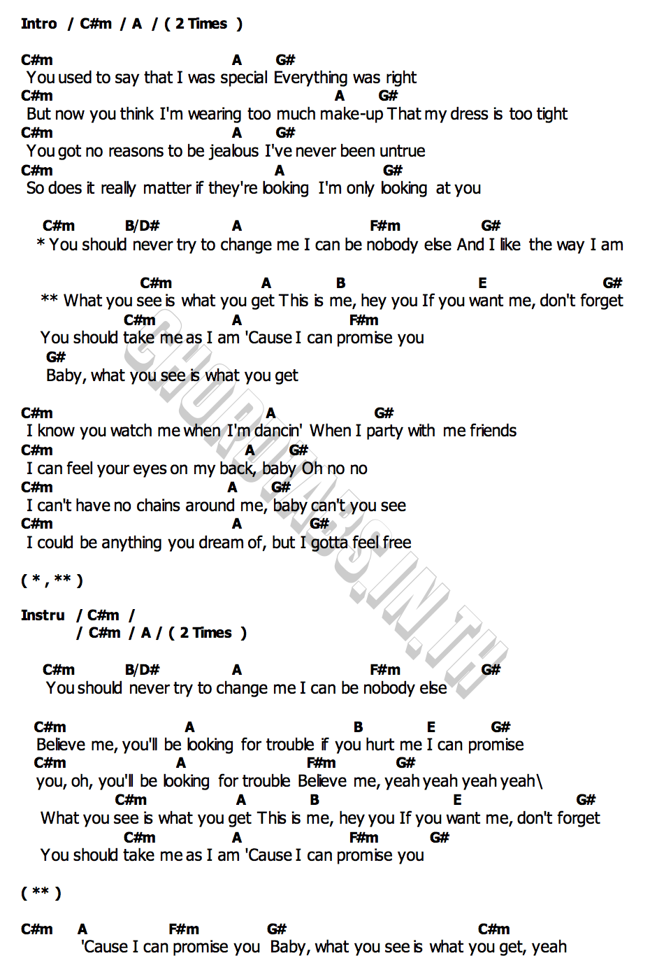 คอร์ด What U See (Is What U Get) Britney Spears