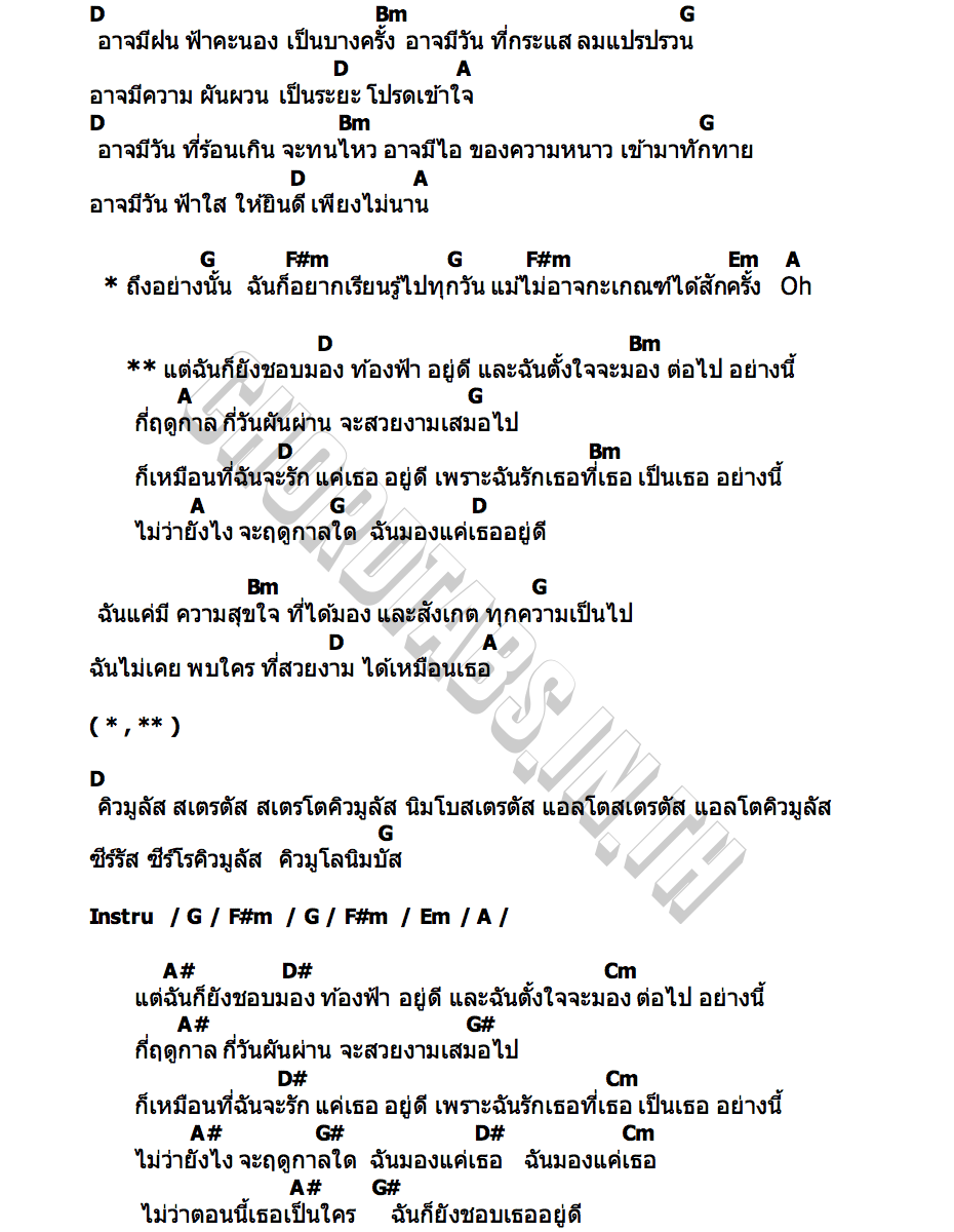 คอร์ด ฉันก็ยังชอบมองท้องฟ้าอยู่ดี Nanon Korapat