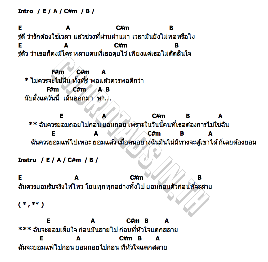 คอร์ด ยอมถอย Three Man Down