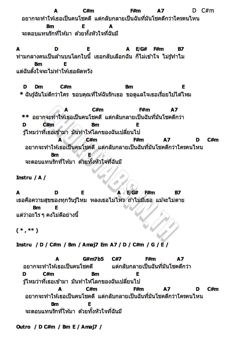 คอร์ด คนที่โชคดีกว่า (Luckier) OABNITHI
