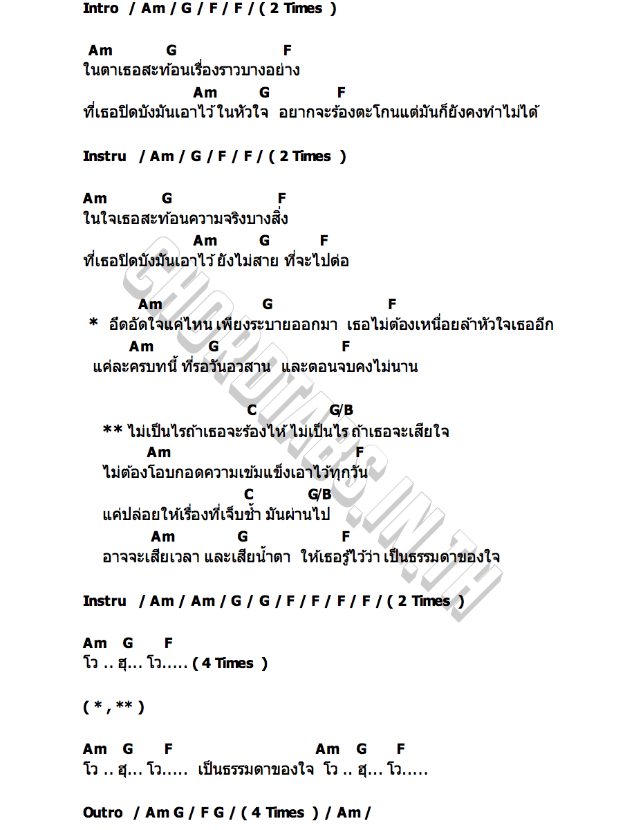 คอร์ด ไม่เป็นไรถ้าเธอจะร้องไห้ manutsawee