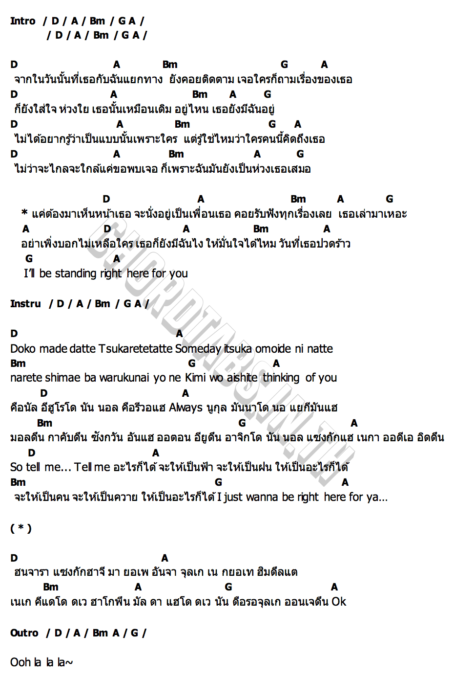 คอร์ด ผู้ฟังของเธอ (Healing You) K OTIC
