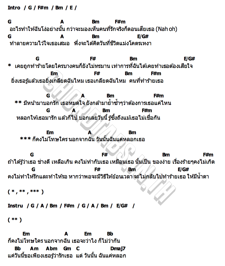 คอร์ด ฉันหลอกเธอ (I lied) Aun Jessada