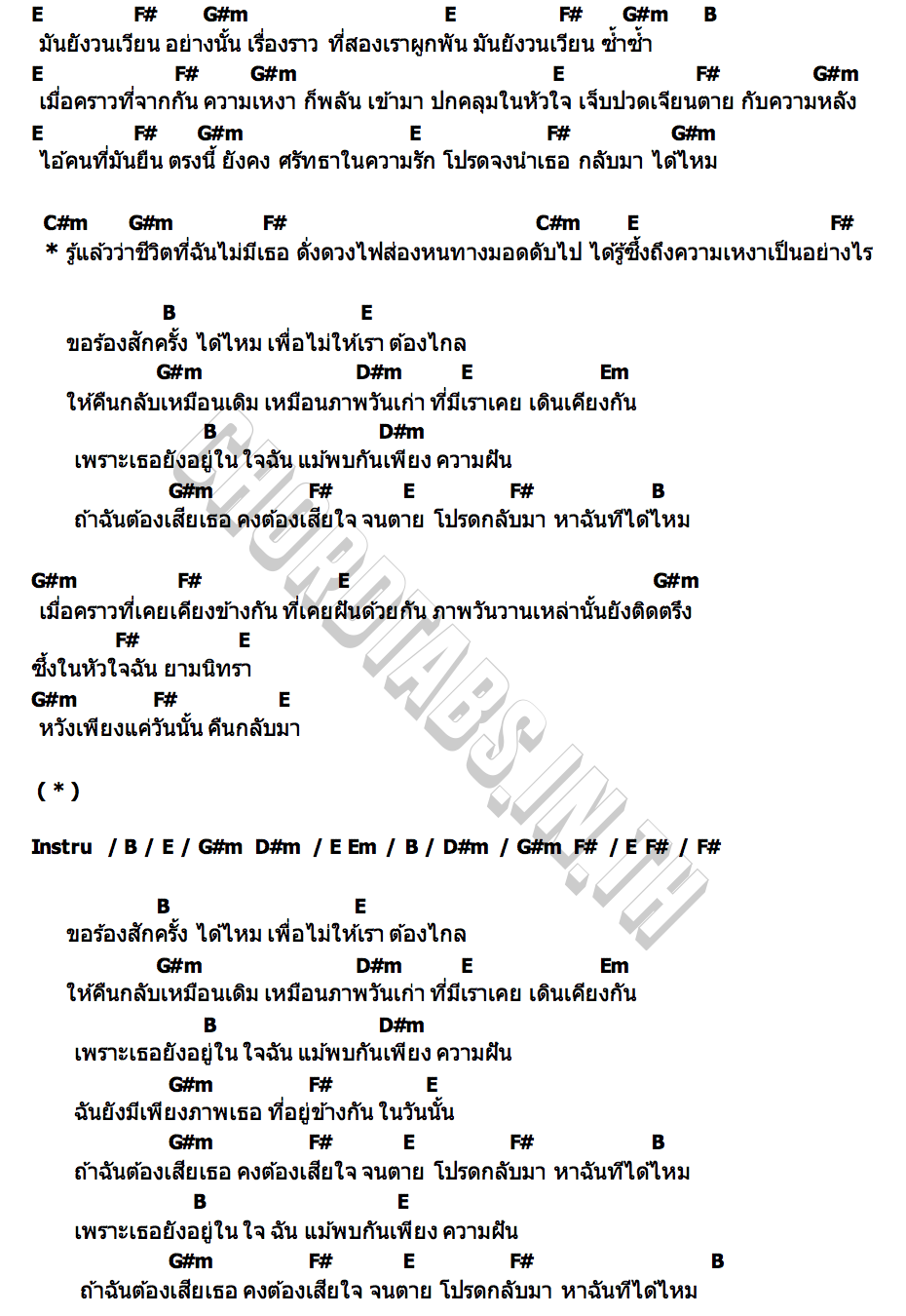 คอร์ด เสียใจจนตาย (FOREVER REGRET) Retrospect