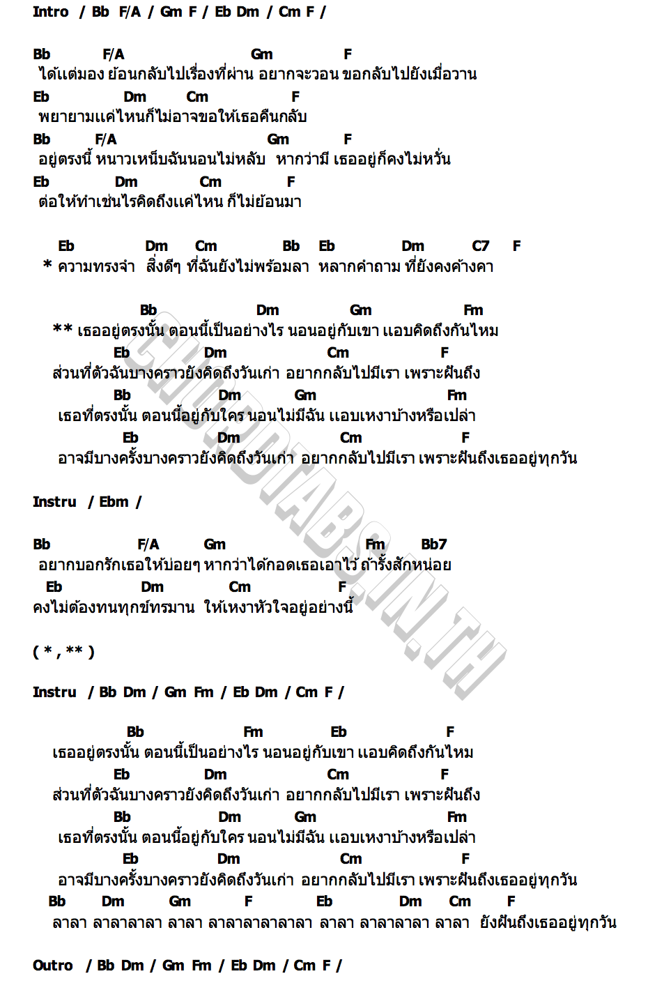 คอร์ด ฝันถึงเธอ (daydream) zene
