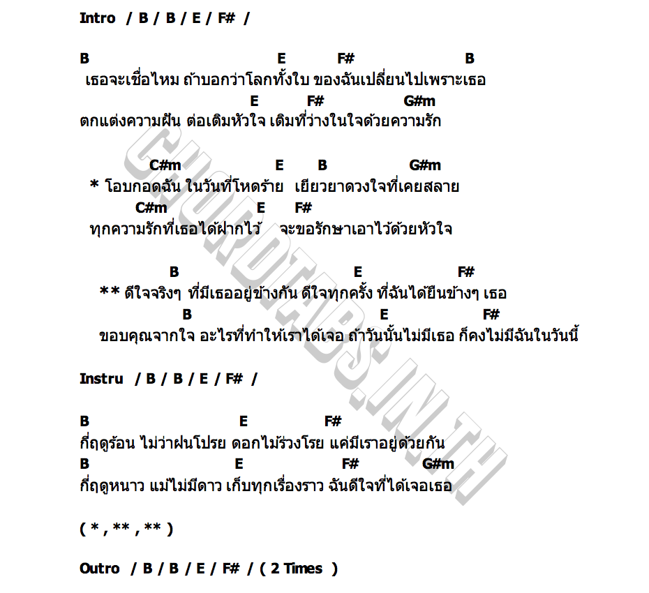 คอร์ด BYS (By your side) ป๊ายปาย โอริโอ้