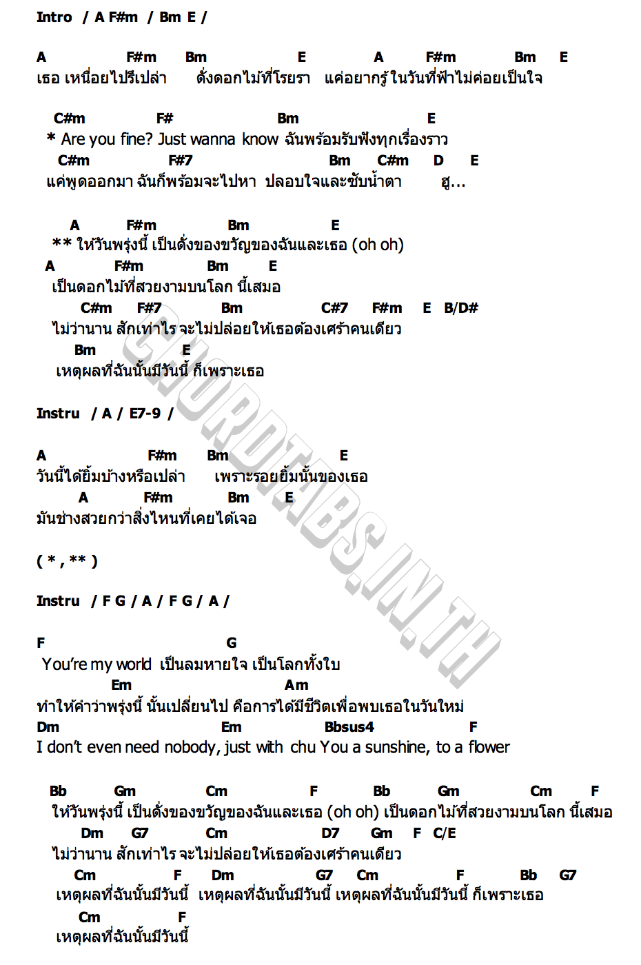 คอร์ด เหตุผลของวันนี้ (Flower) PROXIE