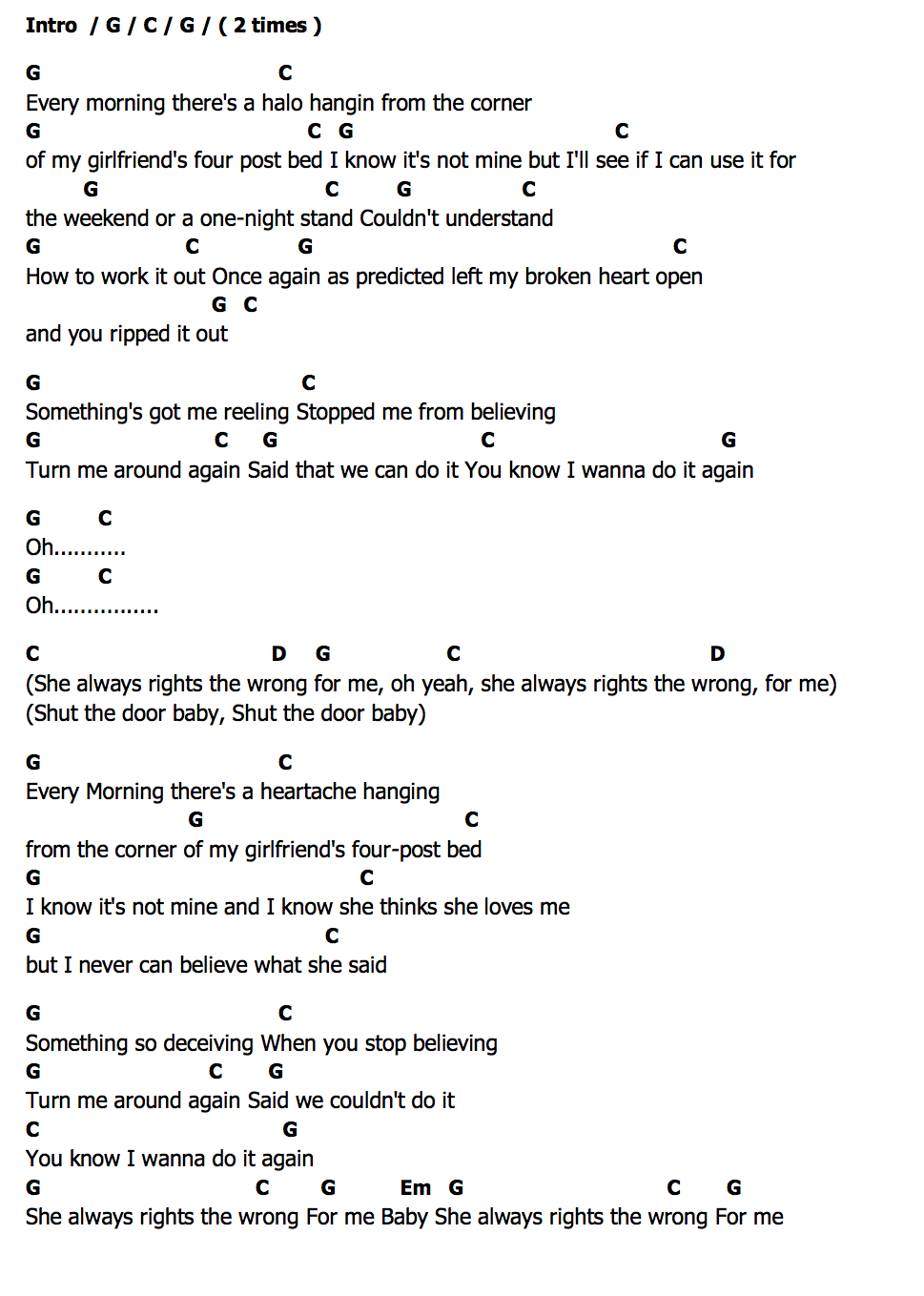 คอร์ด Every Morning Sugar Ray