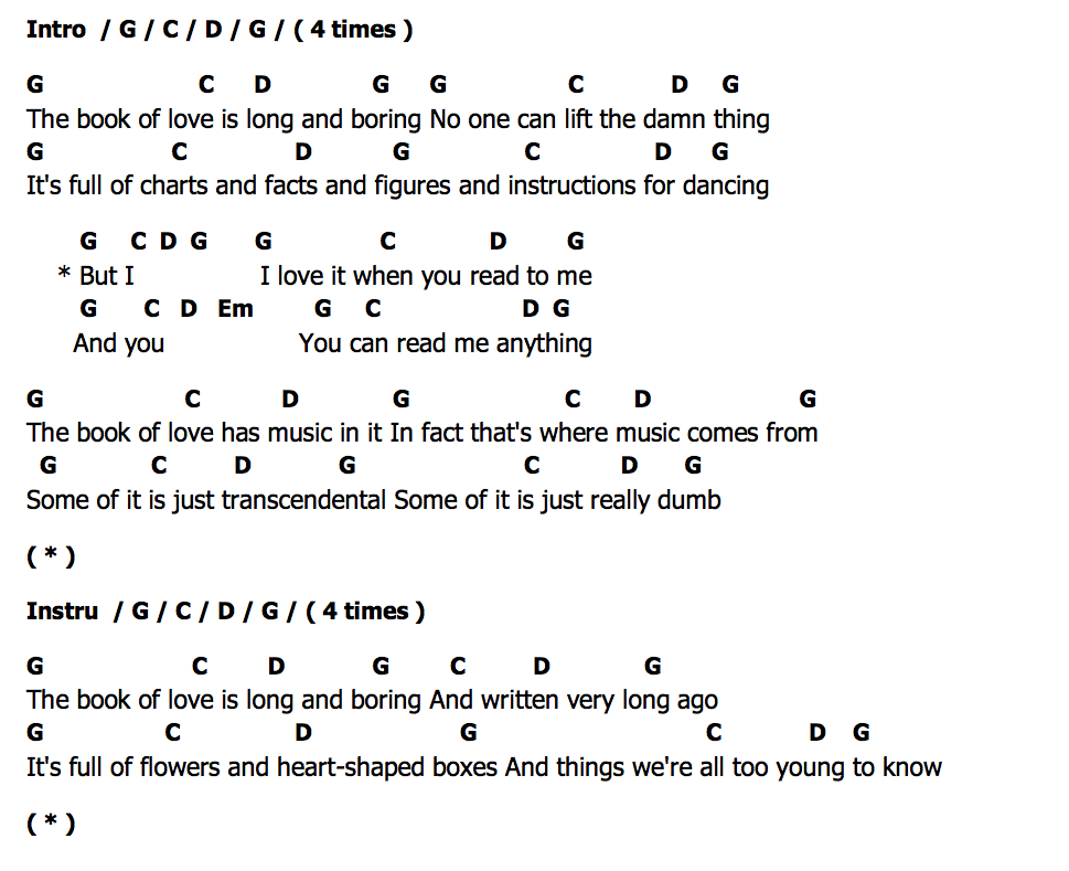 คอร์ด The Book Of Love Peter Gabriel